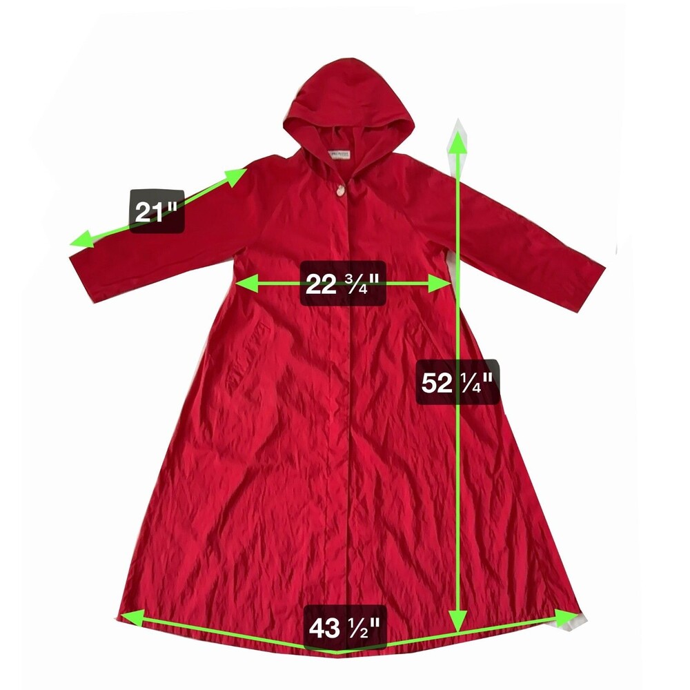 Forecaster Boston Womens Long Raincoat Size M Red Hood Union Made USA Vintage - Picture 6 of 8